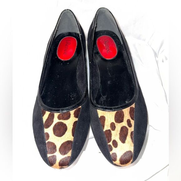 J Renee suede flats animal print insert patent leather accent size 6.5 - Picture 1 of 9
